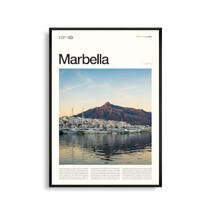 Marbella Spanien Wandkunst, Luxus Küsten Stadtbild Druck, Marbella Poster, Malerische Costa del Sol Fotografie, Mediterran Strand Dekor