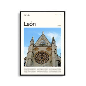 Leon Spanien Wand Kunst, Historische Stadtansicht Poster, Leon Poster, Kastilien Fotografie, Nordspanien Poster