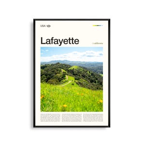 Lafayette, California, stampa di paesaggi delle colline di East Bay, poster di Lafayette, fotografia panoramica della California settentrionale, San Francisco