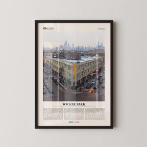 Wicker Park Print Illinois, Wicker Park Wall Art, Chicago Neighborhood Poster, Wicker Park Photo, Urban Street Scene, City Decor, Midwest