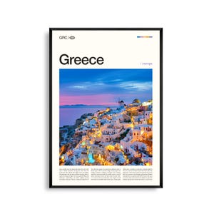 Art mural Grèce, impression de photographie de paysage méditerranéen pittoresque, affiche de la Grèce, décoration de voyage côtière, vue historique européenne