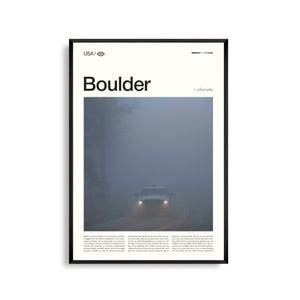Impresión de Boulder, Colorado, Arte mural de Boulder, Póster de Boulder, Foto de paisaje de Flatirons, Decoración de pueblo de montaña, Arte natural