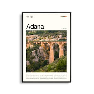 Adana Print Schwarzweiß, Adana Wandkunst, Adana Poster, Adana Foto, Adana Karte, Adana Wanddekor, Türkei