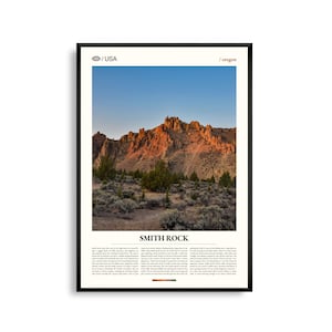 Impresión del Parque Estatal Smith Rock, Oregón, Arte mural de Smith Rock, Póster de Cañón del Desierto, Fotografía de paisaje, Decoración natural, Arte del Pacífico Noroeste