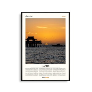 Impresión de Nápoles, Florida, arte mural de Nápoles, póster de Nápoles, fotografía de Nápoles, muelle de Nápoles, Quinta Avenida Sur, parque Clam Pass