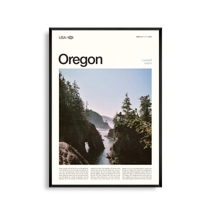 Oregon Druck,Oregon Wandkunst,Oregon Poster, Landschaft im pazifischen Nordwesten, Wald- und Küstendekor, Malerische Natur Kunst
