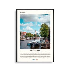Amsterdam Niederlande Wandkunst, Historischer Kanal Stadtbild Druck, Amsterdam Poster, Malerische Europäische Architektur Fotografie, Holländische Reise
