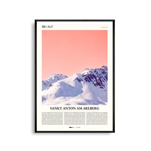 Sankt Anton am Arlberg Poster Österreich, Sankt Anton Wandkunst, Sankt Anton Poster, Alpen Foto, Tiroler Alpen, Winter Dekor
