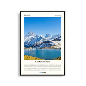 Arte mural de Grindelwald, Suiza, impresión de paisaje alpino, póster de Grindelwald, fotografía panorámica de montaña, decoración natural suiza