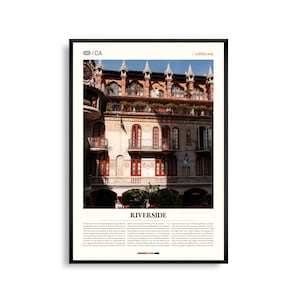 Riverside Print California, Riverside Wall Art, Riverside Poster, Riverside Photo, Mission Inn Hotel, Mount Rubidoux, UC Riverside Botanic