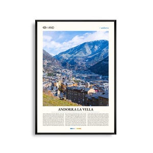 Andorra la Vella Wand Kunst, Berg Stadtbild Druck, Andorra la Vella Poster, Wunderschöne Hauptstadt der Pyrenäen, Europäisches Charme Dekor