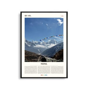 Arte mural de Nepal, impresión fotográfica de paisajes del Himalaya, póster de Nepal, decoración escénica del sur de Asia, acento de naturaleza montañosa