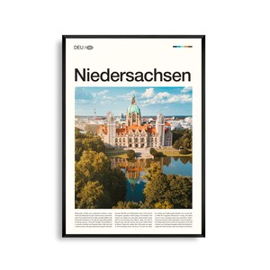 Arte mural de Baja Sajonia, Alemania, impresión fotográfica de paisajes rurales y pueblos históricos, póster de Baja Sajonia, decoración de viaje