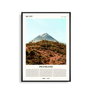 Impresión de la isla de Pico, Azores, arte mural de la isla de Pico, póster de la isla de Pico, foto de la isla de Pico, Monte Pico, océano Atlántico, paisaje volcánico