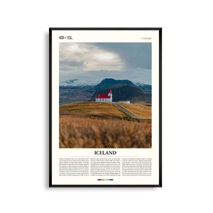 Arte mural de Islandia, majestuoso paisaje nórdico y aurora boreal, póster de Islandia, fotografía escénica, decoración inspirada en la naturaleza