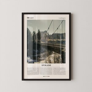 Spokane Washington Riverfront Print, Pacific Northwest Urban Landscape