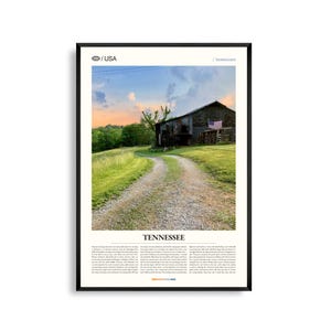 Impresión de Tennessee, arte mural de Tennessee, póster de Tennessee, foto de las Montañas Humeantes, decoración de los Apalaches, paisaje natural sureño