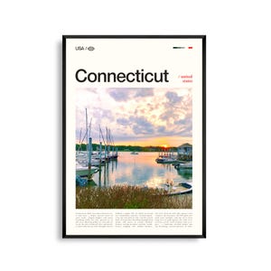 Impression Connecticut États-Unis, art mural Connecticut, affiche Connecticut, photo Connecticut, décoration Nouvelle-Angleterre, art côtier, impression de feuillage d'automne
