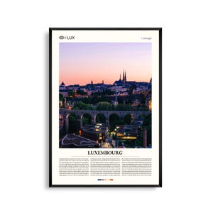 Luxemburg kunst aan de muur, historisch stadsgezicht en vallei fotografie print, Luxemburg poster, schilderachtig Europees decor, reiskunstwerk
