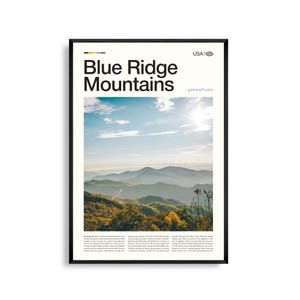 Impresión de las Montañas Blue Ridge de Pensilvania, arte mural con paisajes de montaña, póster de naturaleza escénica, decoración de los Apalaches