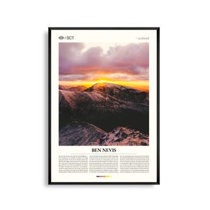 Ben Nevis Schottland Wand Kunst, Bergspitze Landschaft Druck, Ben Nevis Poster, Highlands Fotografie, UK Natur Dekor
