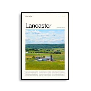 Arte mural de Lancaster, Pensilvania, impresión de paisaje rural, póster de Lancaster, fotografía escénica de la región Amish, decoración del centro de Pensilvania