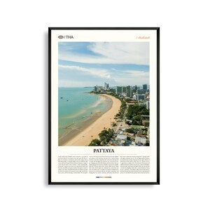 Art mural Pattaya, Thaïlande, paysage urbain côtier et impression coucher de soleil sur la plage, affiche de Pattaya, photographie pittoresque d'Asie du Sud-Est, décoration urbaine