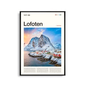 Arte mural de Lofoten, Noruega, impresión fotográfica de paisajes árticos, póster de Lofoten, decoración costera escénica, ilustraciones de viajes de naturaleza nórdica
