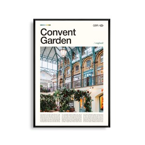Arte de parede do Covent Garden, Londres, impressão de mercado histórico e cena de rua, pôster do Covent Garden, decoração fotográfica cênica da Inglaterra