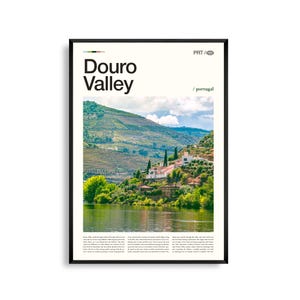 Dourovallei, Portugal kunst aan de muur, wijngaard en rivierlandschap print, Dourovallei poster, schilderachtige wijnland fotografie decor