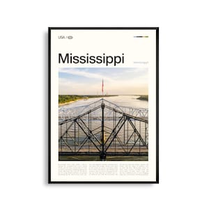 Mississippi Nr. 2 Druck, Mississippi Wandkunst, Mississippi Poster, Mississippi Foto, Flusslandschaft, historische Karte Kunst