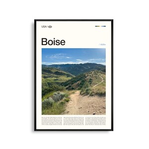 Boise print Idaho, Boise muurkunst, Boise poster, stadsgezicht foto, Treasure Valley decor, stedelijk landschap natuurkunst