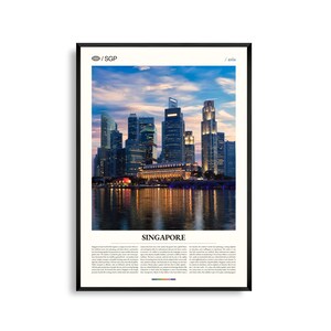Singapur Wandkunst, Moderne Skyline und Marina Bay Druck, Singapur Poster, Szenische Stadtansicht Fotografie, Südost Asien Dekor