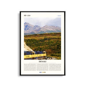 Arte mural de Denali, Alaska, impresión de paisaje montañoso, póster de Denali, fotografía de naturaleza salvaje, decoración del hogar ártica