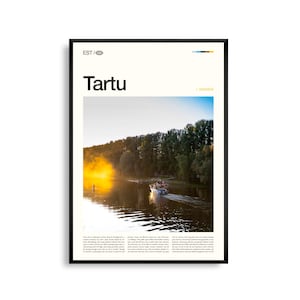 Tartu Print Estland, Tartu Wandkunst, Tartu Poster, Tartu Foto, Rathausplatz, Fluss Emajõgi, Historische Architektur, Baltische Stadt Dekor,