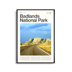 Impresión del Parque Nacional Badlands, Dakota del Sur, Arte mural de Badlands, Póster de paisaje desértico, Fotografía de pradera, Decoración de naturaleza occidental