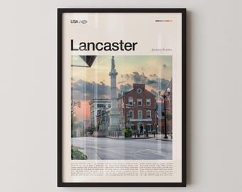 Lancaster Pennsylvania Print, Historic Town Wall Art