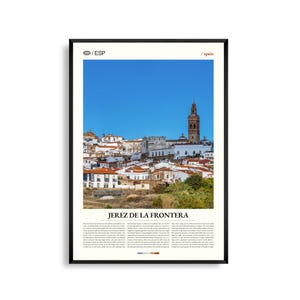 Arte mural de Jerez de la Frontera, Impresión de la histórica ciudad andaluza, Póster de Jerez, Fotografía de la España escénica, Decoración del sur de España