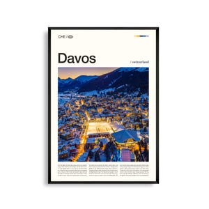 Davos Schweiz Wandkunst, Alpine Berglandschaft, Davos Poster, Schweizer Alpen Fotografie, Winterresort Dekor