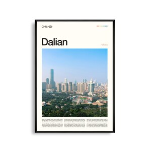 Dalian China Wandkunst, Küstenstadtbild und Meer Fotografie Druck, Dalian Poster, Malerisches Urban Dekor, Asiatisches Reise Kunstwerk