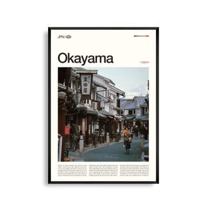 Arte de parede de Okayama, Japão, impressão de paisagem de castelo e jardim histórico, pôster de Okayama, fotografia cênica do leste asiático, decoração urbana