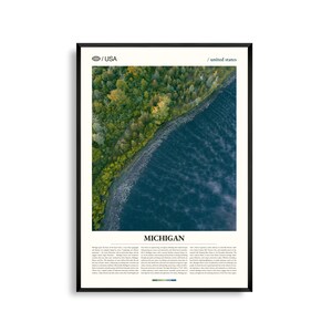 Arte mural de Michigan, impresión de paisajes de los Grandes Lagos, póster de Michigan, fotografía de naturaleza escénica, decoración de exteriores del Medio Oeste