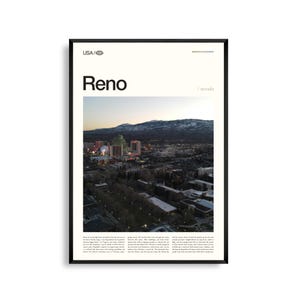 Reno Print Nevada, Reno Wandkunst, Reno Poster, High Desert Stadt Foto, Urban Landschaft Dekor, Berg West Fotografie