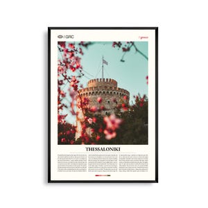 Thessaloniki Print Griechenland, Thessaloniki Wandkunst, Thessaloniki Poster, Thessaloniki Foto, Weißer Turm, Hafenviertel, Byzantinische Wahrzeichen