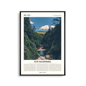 Impresión de New Hampshire, arte mural de New Hampshire, póster de paisaje montañoso, fotografía de la naturaleza de Nueva Inglaterra, decoración escénica para exteriores