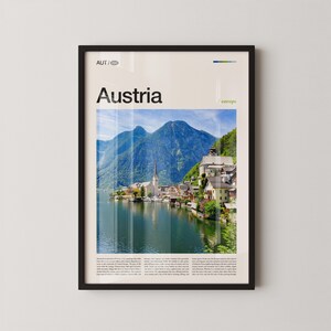 Austria Wall Art, Alpine Landscape and Historic Town Print, Austria Poster, Scenic Central European Photography, Mountain Country Decor