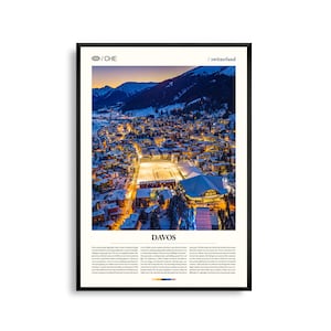 Davos Schweiz Wandkunst, Alpine Berglandschaft, Davos Poster, Schweizer Alpen Fotografie, Winterresort Dekor