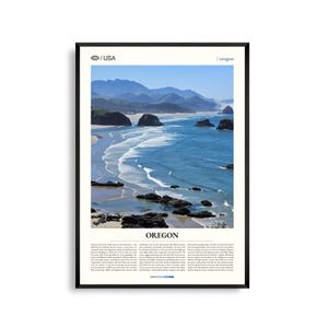 Oregon Druck,Oregon Wandkunst,Oregon Poster, Landschaft im pazifischen Nordwesten, Wald- und Küstendekor, Malerische Natur Kunst