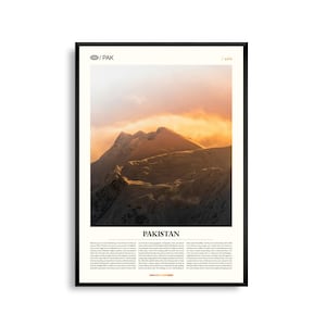 Arte mural de Pakistán, impresión de un majestuoso paisaje montañoso, póster de Pakistán, fotografía panorámica del sur de Asia, decoración del hogar inspirada en la naturaleza