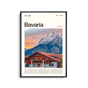 Bayern Deutschland Wand Kunst, Alpine Landschaft und Burg Druck, Bayern Poster, Malerische Süddeutschland Fotografie, historische Region Dekor